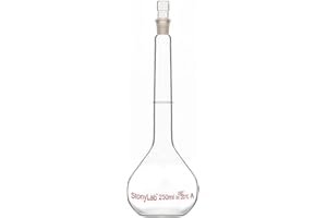 stonylab Matracci Tarati da Laboratorio, Matraccio Tarato Classe A con Tappo in Vetro, Tolleranza Palloni a Parete Pesante in Vetro Borosilicato, ±0,15ml, 250ml