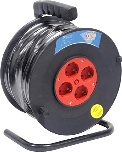 Super Power 56733 Prolongador Eléctrico con Enrollador, 50 m