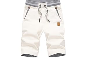 Tansozer Short Homme en Coton Casual Pantalon Slim Fit Taille éLastiquéE Short