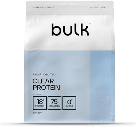 Bulk Clear Protein | Miscela di Siero di Latte & Collagene | 1600 g | 80 porzioni | 18 g di proteine | 5 g di BCAA | Assorbimento rapido | Favorisce la crescita muscolare | Tè freddo alla pesca