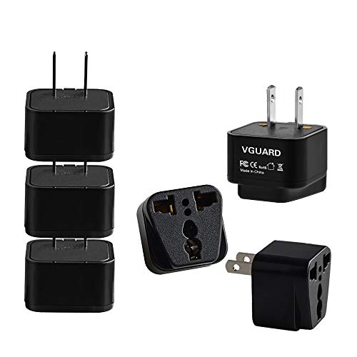 VGUARD [3 Unidades] Universal Adaptador Convertidor de Enchufe Viaje con Planos para UE/Europa, CN/China, EE.UU./ USA/Estados Unidos, Canadá,México,Cuba,Japón,Hong Kong,Taiwán, etc - Negro