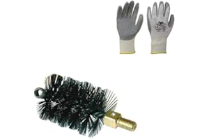 PINTO FERRAMENTA E-COMMERCE PINTO FERRAMENTA Scovolo kit Spazzacamino Pulizia Pulitore Pulisci Canna Fumarie Spazzola Tonda o Quadrata Asta Tubi Stufa Legna Camino Pellet Guanti (TONDO, 12 CM)