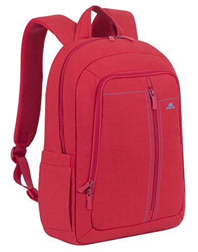 RIVACASE Notebook Rucksack bis 15.6“ – Stilvolle Tasche aus wasserabweisenden Material und extra verstärkten Seiten - Rot