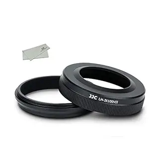 2in1 Metal Lens Hood and Adapter Ring Set for Fujifilm X100V X100F X100T X100S X100 Camera, Replace Fuji LH-X100 Hood and AR-X100 Filter Adapter Ring (Black)