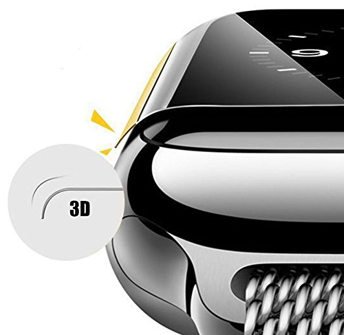 Screen Protector for Apple Watch 42mm(Series 3/2/1 Compatible), 3D Full Coverage, HD Anti-Bubble, Anti-Scratch,Tempered Glass Screen Protector (Black)