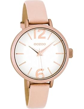 Oozoo Damenuhr mit Lederband 35 MM Weiss/Pinkgrau C8407