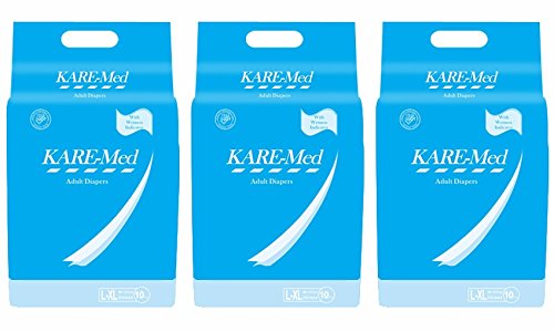 Kare In Med Adult Diapers - Large 10s Pack Size 96cm - 147cm (38"- 58") (Pack of 3) RS.825 (50.00% Off) - Amazon