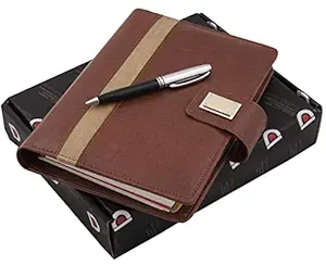 COI Textured Brown Planner Organiser/Executive Faux Leather Office Stationery, Appointment Diary 2022 for an Awesome Friendly Kids Boys and Girls with Pen.