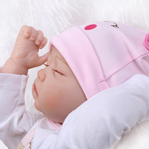 Nicery Reborn Baby Doll Soft Simulation Silicone Vinyl 22inch 55cm Magnetic Mouth Lifelike Boy Girl Toy Pink White Eyes Close