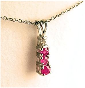 Milos Ruby and Diamond Pendant. Sterling Silver Rhodium Plated Red