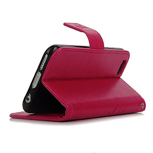 iPhone 6 Case,iPhone 6S Case (4.7 inch), YOKIRIN [Wallet Case] Premium Soft PU Leather Notebook Wallet Embossed Flower Tree Design Case with [Kickstand] Stand Function Card Holder and ID Slot Slim Flip Protective Skin Cover for iPhone 6 ,iPhone 6S, Rose Red