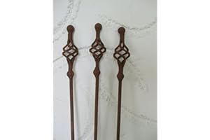 DEKO-IMPRESION Set 3 Gartenstäbe, Rankstab, Rosenstab, gedreht, Eisen, Rost,150 cm