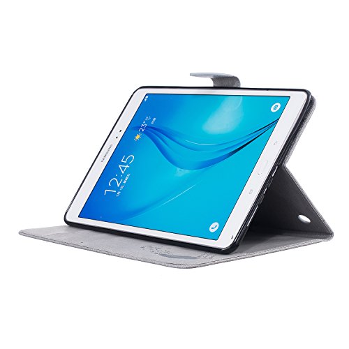 Samsung Galaxy Tab A 9.7 SM-T550 Hülle, DEENOR Stilvoll 3D Drucken Feather und Vögel Serie Brieftasche Tasche PU Leder Flip Protective Stand Tasche Schutzhülle Hülle für Samsung Galaxy Tab A 9.7 SM-T550.[Feather-Grey] - 4