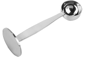 POMUROM Pala da caffè in acciaio inox, cucchiaino da caffè, pressino per caffè, e cucchiaio per espresso, cucchiaio dosatore multiuso per misurare e schiacciare caffè macinato e chicchi di caffè, per