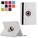 Produktbild New Apple iPad 9.7 zoll Wifi / 4G/LTE Hülle 360 Grad Rotation Flip Cover weiß - New iPad 2017 Book Cover mit Stand - Zubehör Etui Tablet PC Schutzhülle XEPTIO case (PU Leder weiss)