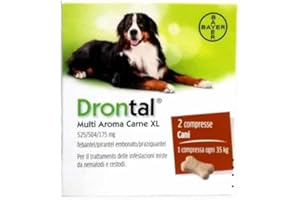 CentroVete Bayer Vermifuge antiparasitaire Multi Aroma XL pour chien en comprimé (2 PR) - combat les principaux parasites intestinaux