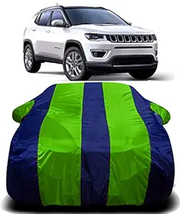 AUCTIMO Jeep Jeep Compass Car Cover Waterproof with Triple Stitched Ultra Surface Body Protection (Green Stripes)