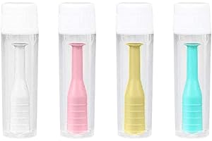 LONSVTTU 4 Piezas Insertadores de Lentes de Contacto de Silicona Extractor Insertador de Lentes Duro y Blando Portátil Émbolo de Sostenedor de Succión de Lentes Diario con Estuche de Almacenamiento