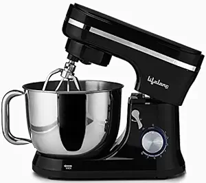 Lifelong LLSMX21 Stand Mixer 1000W with 5L SS Bowl|100% Pure Copper Motor|Includes Whisking Cone, Mixing Beater for Cake & Dough Hook, Spatula, Splash Guard & 8 Speed Options (2 Years Warranty, Black)