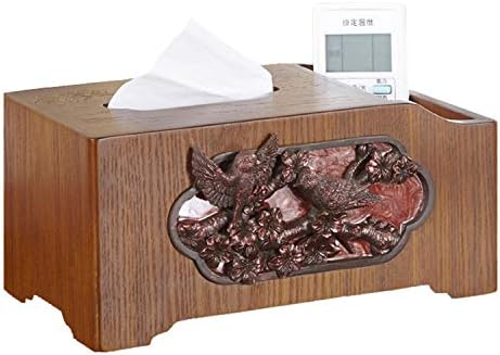 Practical Creative Flower And Bird Carved Wooden Rectangular Multifunctional Tissue Storage Box, Decorative Ornament, Living Room Study Desktop Finishing Box