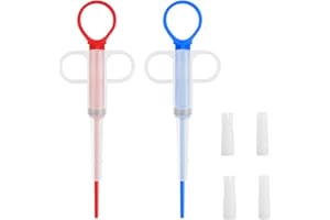 ACYDSR 2 Pièce Lance Pilule Chat, Pet Pill Dispenser, Seringue pour Animaux de Compagnie, Plastique Seringue Animaux, Réutilisable, Pour Chats, Chiens (Rouge et Bleu)