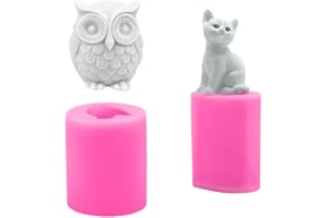 Dtoterul Stampo Candele 2 Pezzi Stampi per Candele Animali Gufo a Forma di Stampo Stampi in Silicone per La Produzione di Sapone Stampo in Silicone 3D a Forma di Gufo Silicone Soap Animali Mold