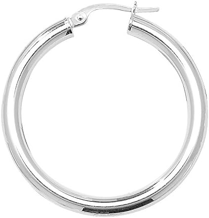 Sterling Silver 3MM Thick 32MM Hoop Earrings