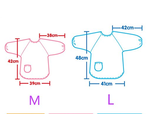 Chilsuessy 3 Stücke Set Baby Lätzchen mit Ärmel Kinder Wasserdicht Ärmellätzchen mit Auffang Tasche Baumwolle 2 Groesse von 1 bis 5 Jahre Alt - 6