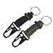 Produktbild Bcony 2 Stücke Survival Überleben Paracord Schlüsselanhänger mit Karabinerhaken und Feuerstein Feuerstarter, Grün schwarz