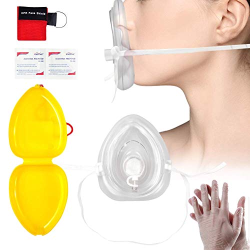 LinkHealth CPR Rescue Mask, Adult/Child Pocket Resuscitator, Hard Case with Wrist Strap Include 1 CPR Mask Keychain Ring and Disposable Glove