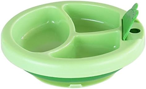 Reizbaby Portable Baby Insulation Suction Bowl,Baby Fractional Bowl Fruit Plate,Child Mother Complementary Food Tableware (Green)