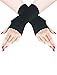 Miki&Co Pair Black Knit Fingerless Short Gloves for Ladies