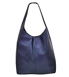 handtaschen leder rot  Freyday Damen Ledertasche Shopper Wildleder Handtasche Schultertasche Beuteltasche Metallic look (Blau Metallic)