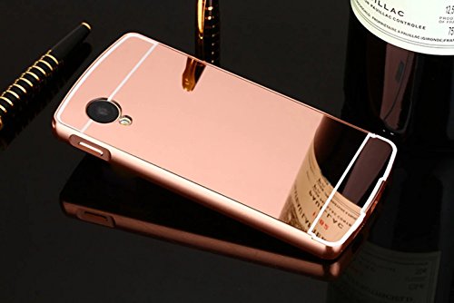 Vandot Caso Funda Carcasa para LG Google Nexus 5  Lujo Ultrafino del Metal de Aluminio Espejo Efecto PC Bumper Hardcase Shell Cover - Rosa Rosado