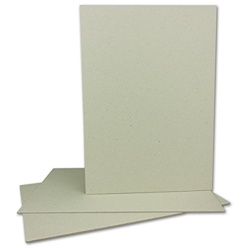 10 Stück Buchbinderpappe DIN A4 | Stärke 2,0 mm | Grammatur: 1230 g/m² | Format: 29,7 x 21,0 cm | Farbe: Grau-Braun | 10 Stück