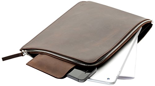 germanmade. Apple iPad / Tablet Hülle mit Reißverschluss aus Leder earth / dunkelbraun