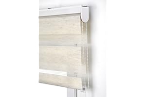 ESTORES BARATOS Estor Noche y día Enrollable a Medida Basic Tejido Color Lino. Medida 90cm x 180cm para Ventanas y Puertas