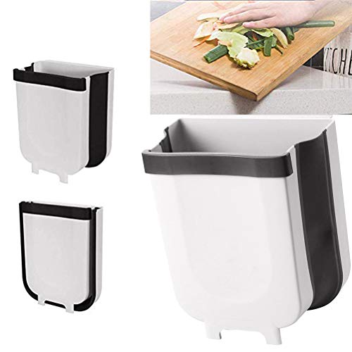 Contenedor de basura colgante, Contenedor de basura plegable montado en la pared Contenedor de basura de cocina 9L Gran capacidad para BKitchen Gabinete de basura athroom Dormitorio del baño Baño