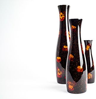 Silkwood Traders Pressed flower slender wooden lacquer vase 35cm