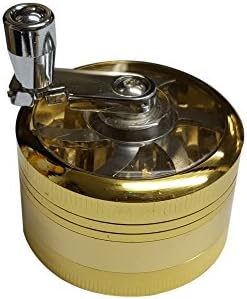 Metal "Hand Rotate" Stylish Stamp Herbs Grinder 3 Parts Crystal Cather with Dimond Teeth in Solid Color Golden and Steel by ismoketime®
