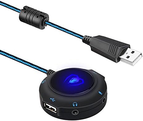External Sound Card, niceEshop(TM) 2017 Audio Card with Extension USB Hub Stereo Headset Adapter For PC Laptop PS4 Xbox One Tablet, Compatible with Windows, Vista &amp; Mac IOS, Blue