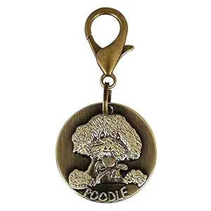 BARK N BITES Brass Round Shape Dog Print Collar Tag Cum Collar Charm for Dog & Puppy, Antique -Golden, Medium, (Dog & Puppy) podle