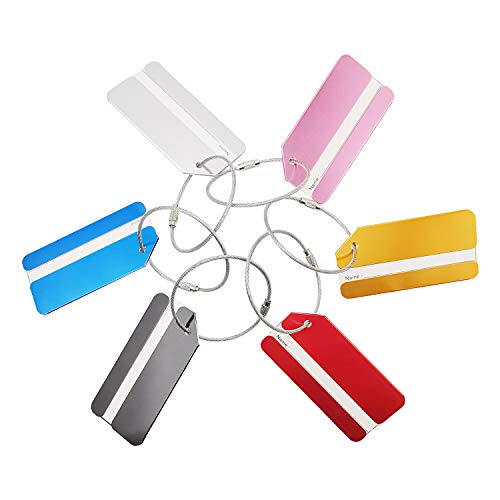 6PCS Luggage Tag Travel Metal Baggage Tag Suitcase Holder Tag Luggage ID Address Label Multi-Color Set