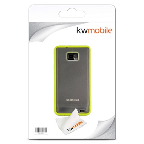 kwmobile Cover per Samsung Galaxy S2 S2 PLUS - Custodia trasparente per cellulare - Back cover cristallo in plastica rigida Design cornice verde trasparente