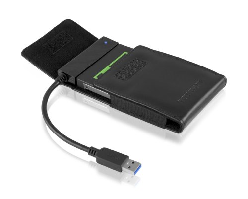 Icy Box IB-AC6031-U3 2,5" (6,35 cm) SATA zu USB 3.0 Adapter mit Schutztasche aus Kunstleder für HDD/SSD (bis 15 mm Bauhöhe) schwarz