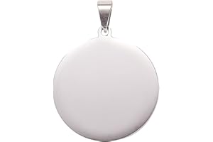 Airssory 10 Pcs 304 Stainless Steel 30mm Stamping Blank Tag Pendants Flat Round Punched Circle Disc with Pinch Bail for Necklace Bracelet Pet ID Name Tags DIY Handicrafts - 33x30mm