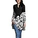 Produktbild UFACE Damen Women's Large Size Blumendruck V-Ausschnitt Langarm Button Top Plus Size Blumendruck V-Ausschnitt Fashion Langarm Button Long Shirt(Schwarz,EU/48CN/XL)