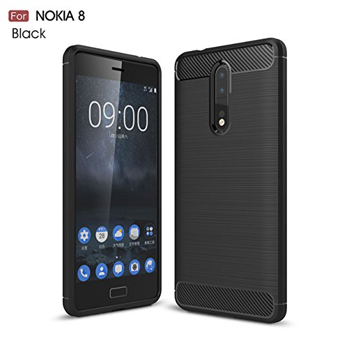 KOKO for Nokia 8 Premium Carbon Fiber Texture Finish Shock Proof TPU Back Case Cover for Nokia 8 nokia8 (Carbon Black) | Nokia 8 nokia8 Cover | Nokia 8 nokia8 Back case Cover