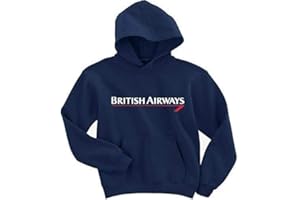Naughtees Clothing British Airways Hoodie. The Classic Britiah Airways Logo from Years Gone by on a Warm Poly Cotton Hoodie.