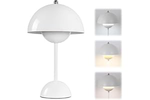 DASIAUTOEM Lampa stołowa LED, akumulatorowa, bezprzewodowa, 3000-6000 K, nowoczesna, ładowana, dotykowa, ściemniana, z 3 trybami jasności, lampka nocna w stylu retro (biała)